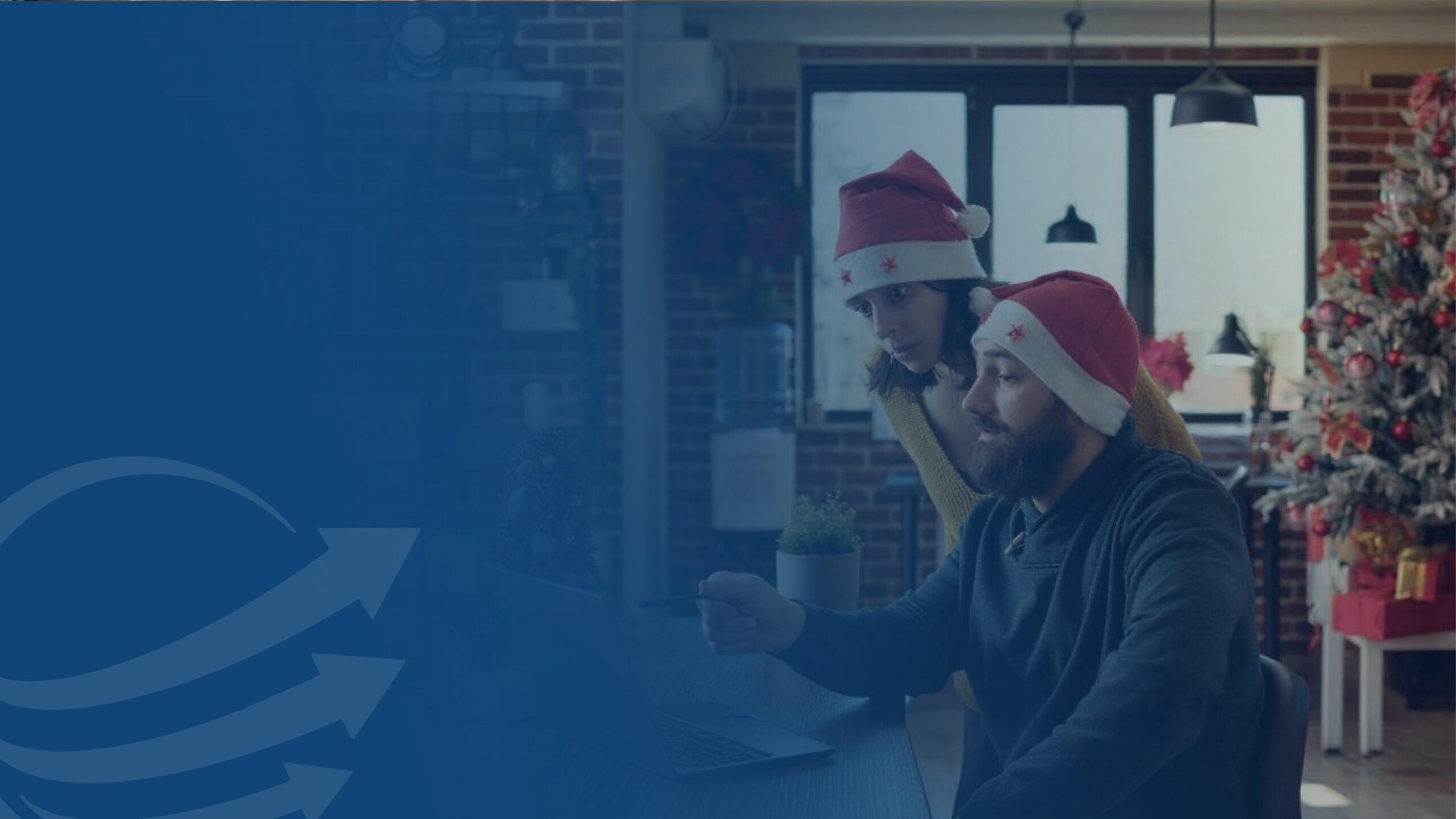 Two technicians updating their business continuity phone system based on Nored's 5 holiday business tips.